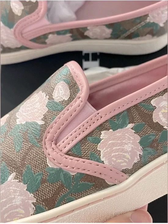Coach HC8374U Women’s Pink Rose Floral Slip On Cannas Sneakers New in Box - Picture 8 of 8
